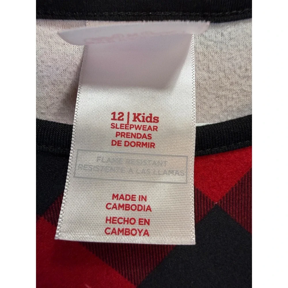 Wondershop Target Kids 12 Red Black Buffalo Plaid Ruffle Nightgown Sleep Dress